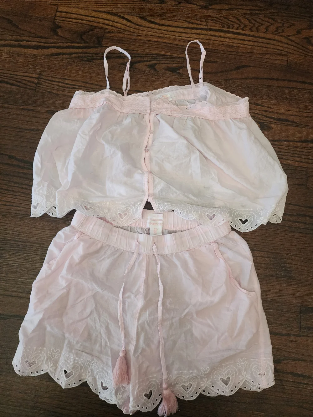 100% Cotton Shabby Chic Light Pink Eyelet Cami & Shorts Sleep Set